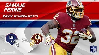 Samaje Perines Powerful Night w 130 Total Yds  Giants vs Redskins  Wk 12 Player Highlights [upl. by Ialokin]