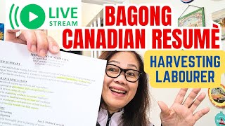 LIVE STREAM NEW CANADIAN RESUMÈ FARM HARVESTING LABOURER [upl. by Karola]