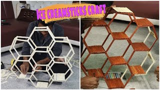 Ice Cream Sticks Wall Shelves making at home 🤭 Home organiser ideas wallhanging best diy crafts [upl. by Akemhs]