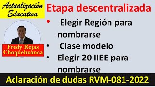 Etapa descentralizada concurso ingreso a la carrera pública magisterial aclaraciones sobre el Proc [upl. by Sharman]