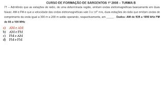 EEAR CFS 1ª 2008 – TURMA B  QUESTÃO 71  VELOCIDADE DE ONDA [upl. by Siroved]