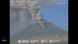 Webcam Footage Captures Popocatepetl Volcano Spewing Ash [upl. by Myers]