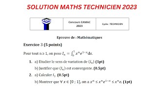 Solution Epreuve de Maths Concours EAMAC 2023 Niveau Technicien Exo 3 et 4 [upl. by Thirzi901]