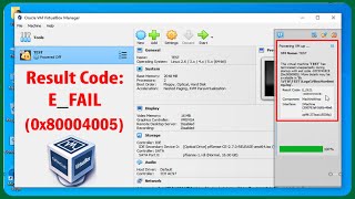 How to FIX ERROR Result Code EFAIL 0x80004005 in Virtualbox [upl. by Essenaj]