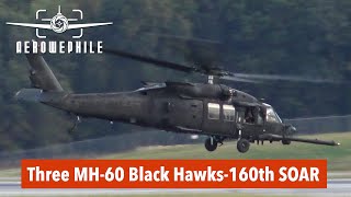 MH60 Black Hawk Trio Arrival amp DepartureUS Army 160th Special Operations Aviation Regiment04Oct23 [upl. by Brink]