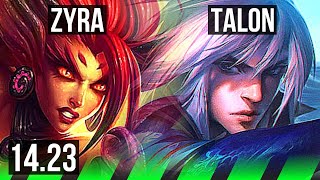 ZYRA vs TALON JGL  8624  KR Challenger  1423 [upl. by Guadalupe]