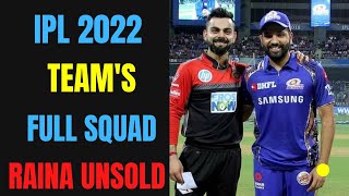 IPL 2022 TEAMS AND THEIR SQUAD Raina unsold [upl. by Khosrow199]