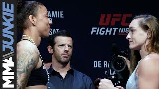 UFC on ESPN 13 Germaine de Randamie vs Aspen Ladd ceremonial weigh in highlight [upl. by Ariam51]