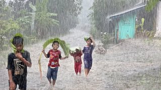 Super Heavy Rain and Thunderstorms  Rainstorms Never Stop Flooding My Village Every Day [upl. by Pelaga86]