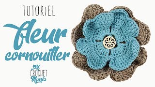 TUTO CROCHET COMMENT FAIRE UNE FLEUR DE CORNOUILLER FACILE [upl. by Susi]