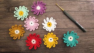 🌸 Super Easy Flower with Crochet Crochet Flower  Tığ ile Harika Çiçek [upl. by Spring913]