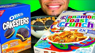 ASMR CINNAMON TOAST CRUNCH OREO CAKESTERS PEANUT BUTTER FLAVOR CEREAL MUKBAN EATING SOUNDS [upl. by Shelagh]