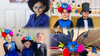 COMO HACER UNA TOARA DE CATRINA CON MATERIALES ACCESIBLES vlogsfamilia [upl. by Sunev]