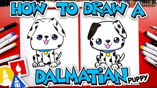 How To Draw A Cartoon Dalmatian Puppy [upl. by Neenahs570]