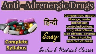 Anti  Adrenergic Drugs  Pharmacology  Hindi [upl. by Adnaugal]