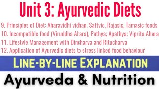 Ayurvedic Diets UNIT 3  Ayurveda And Nutrition  Line by Line Explanation  Must Watch 🔥 [upl. by Ahsatan]