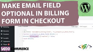 How to Make Email Field Optional in WooCommerce Checkout in WordPress  No Required [upl. by Hadwin817]