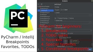 PyCharm  Breakpoints Favorites TODOs simple examples [upl. by Ranson596]