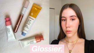 GLOSSIER HAUL TRY ON STYLE  MANGO BALM DOTCOM REVIEW [upl. by Pellet]