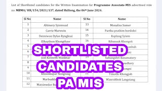 LIST OF SHORTLISTED CANDIDATES FOR WRITTEN EXAMINATION  PROGRAMME ASSOCIATED MIS [upl. by Gradeigh]