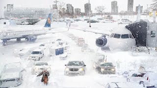 Germany is Freezing Munich Airport is covered with snow Snow Storm in München [upl. by Bilat]