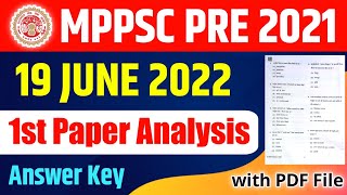 19 JUNE 2022 MPPSC PAPER ANALYSIS  MPPSC PRE 2021  MPPSC ANSWER KEY 2022  ROYAL STUDY  MPPSC ANS [upl. by Combes]