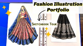 Fashion Illustration Portfolio  Sketchook Tour Part3 Art Studio by Srabani [upl. by Sorrows]