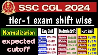 SSC CGL tier1 exam shift wise  expected cutoff with normalization  SSC CGL 2024 [upl. by Ahsiekyt]