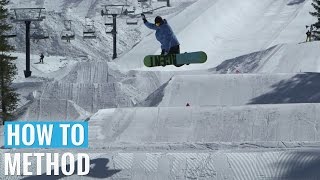 How to Method Grab on a Snowboard  Regular Methods Trick Tip [upl. by Kampmann849]