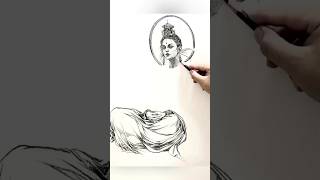 1 ASMR one stroke pencil drawing drawingpencil asmr art [upl. by Epilihp]