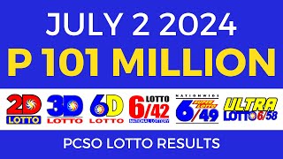 Lotto Result Today 9pm July 2 2024  PCSO Complete [upl. by Namyw510]