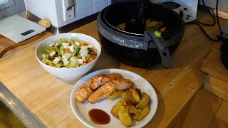 Tefal ActiFry 2in1  LOW FAT Kartoffel Wedges amp Lachs Rezepte deutsch [upl. by Orvah655]