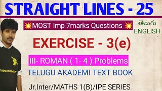 STRAIGHT LINES 25Exercise 3e III ROMAN 14 PROBLEMS IMP 7MARKS QUESTIONSCLASS 11MATHS 1B [upl. by Danika]