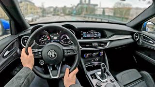 2022 Alfa Romeo Stelvio Q4  Veloce  20l 280HP AWD  POV Test Drive in rainy day [upl. by Panaggio]