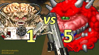 Spider Mastermind vs 5 Cacodemons  Monster Infighting  Doom Retro Battles [upl. by Annid963]