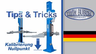 Kalibrierung des Nullpunkts bei einer funkgesteuerten 2SäulenHebebühne von TWIN BUSCH® [upl. by Kcirdahc]