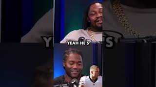 Marshawn Lynch is a hilarious he called CMC the “Snow Bunny Pearl” 😂😂😂nfl marshawnlynch cmc [upl. by Abocaj]