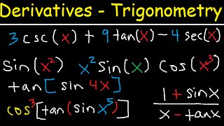 Derivatives of Trigonometric Functions  Product Rule Quotient amp Chain Rule  Calculus Tutorial [upl. by Noirda]