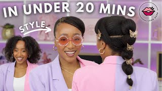 Braided Swoop Bang Bubble Ponytail on Natural Hair  20 mins or Less w AseaMae Ep 4 [upl. by Suivatnom]