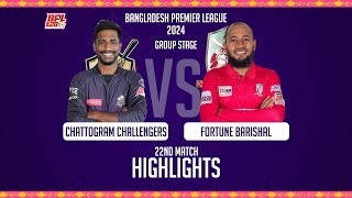 Chattogram Challengers vs Fortune Barishal  Highlights  22nd Match  Season 10  BPL 2024 [upl. by Lyall]