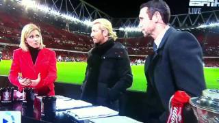 Martin keown gets hit in the head live Espn [upl. by Eidok]