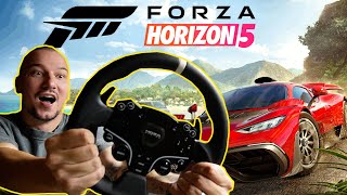 6Foot4Honda plays Forza 5 with a STEERING WHEEL moza r5 [upl. by Eerrehs]