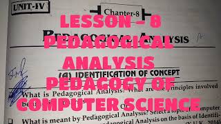 PEDAGOGICAL ANALYSIS chapter8  PEDAGOGY OF COMPUTER SCIENCE  BED 1 YEAR [upl. by Leeanne]