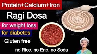 High Protein Ragi Dosa amp Chutney  रागी डोसा For Weight Loss Diabetes Finger Millet Recipe Nachni [upl. by Coray]