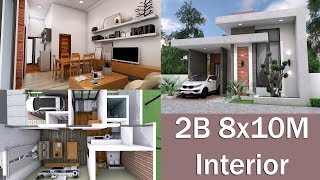 Interior Design Home Plan 8x10M with 2 Bedrooms [upl. by Iona]