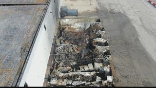 Smoke clears showing damage from fire at Walmart warehouse [upl. by Teague]