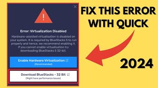 Fix Bluestacks Error Virtualization Disabled Windows 1110 2024 [upl. by Bobbie]