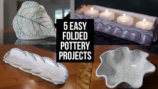 5 EASY Folded Pottery Projects FREE Spoon Rest TEMPLATE [upl. by Hassin]