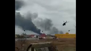 Kyiv Hostomel Airport attacked by Russian Mi8 helicopters [upl. by Hauger]