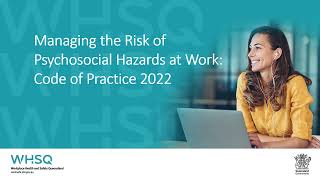 Managing the risk of psychosocial hazards at work code of practice  toolbox talk [upl. by Wappes976]